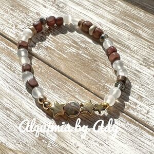 6mm Selenite beaded handmade  bracelet /fall creamy white accessories